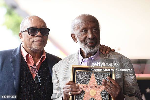 Record Producer Quincy Jones attends a ceremony honoring Music Executive Clarence Avant with a star on the Hollywood Walk of Fame on October 7, 2016...