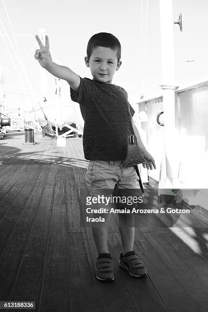boy doing the sign of victory - viana do castelo city stock pictures, royalty-free photos & images