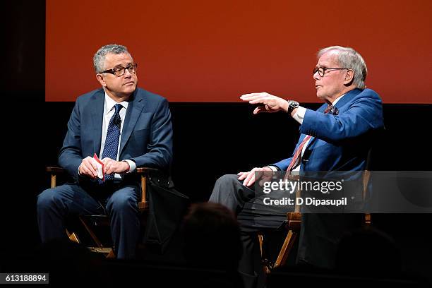 Jeffrey Toobin interviews Tom Brokaw during SAG-AFTRA Foundation's Conversations with Tom Brokaw at the SAG-AFTRA Foundation Robin Williams Center on...