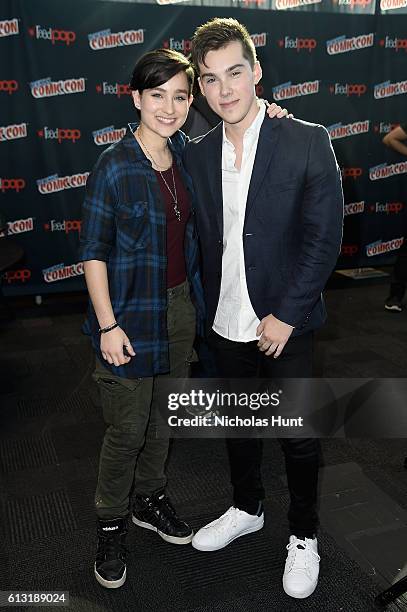 Jeremy Shada and Bex Taylor-Klaus attend the Voltron Legendary Defender signing at Jacob Javits Center on October 7, 2016 in New York City.