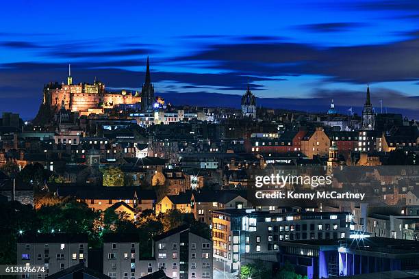 edinburgh - view of old town from radical road - edinburgh festival stock pictures, royalty-free photos & images