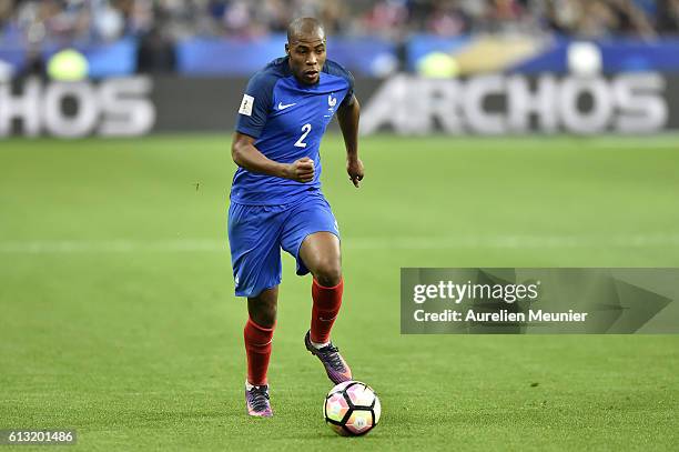 Djibril Sidibe of France runs with the ball during the FIFA 2018 World Cup Qualifier between France and Bulgaria at Stade de France on October 7,...