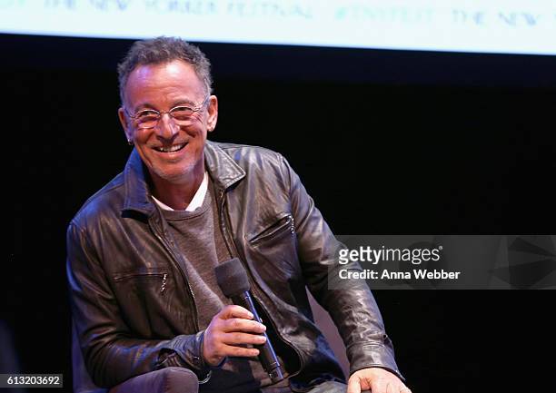 Recording artist Bruce Springsteen speaks onstage during The New Yorker Festival 2016 at Town Hall on October 7, 2016 in New York City. )