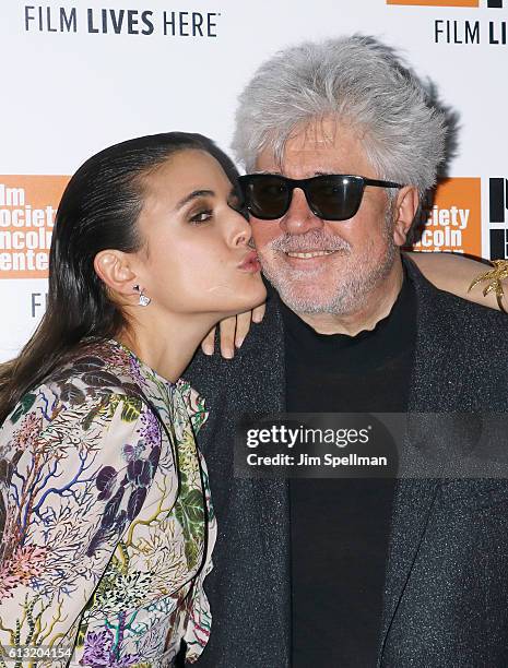 Actress Adriana Ugarte and director Pedro Almodovar attend the 54th New York Film Festival "Julieta" premiere at Alice Tully Hall, Lincoln Center on...