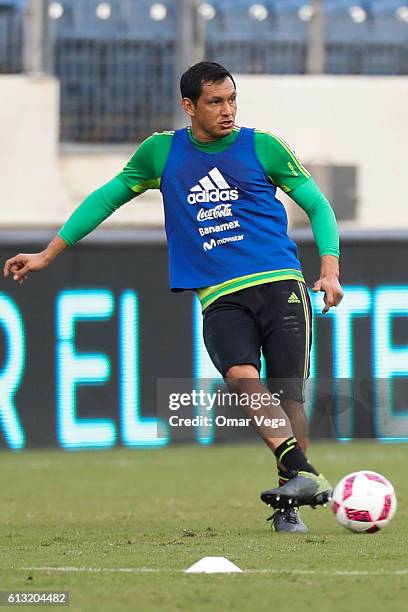 Raul Gutierrez of Mexico kicks the ball during a training session at Nissan Stadium on October 07, 2016 in Nashville, Tennesse, United States.