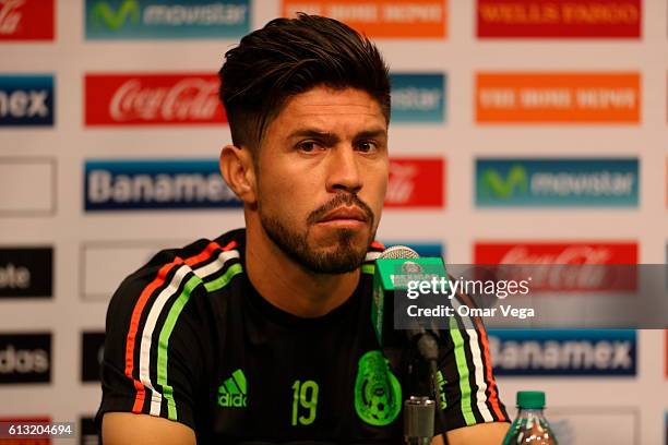 Oribe Peralta of Mexico looks on during a press conference at Nissan Stadium on October 07, 2016 in Nashville, Tennesse, United States.