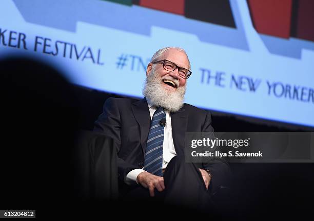 Comedian and former talk show host David Letterman speaks onstage during The New Yorker Festival 2016 - David Letterman Talks With Susan Morrison at...