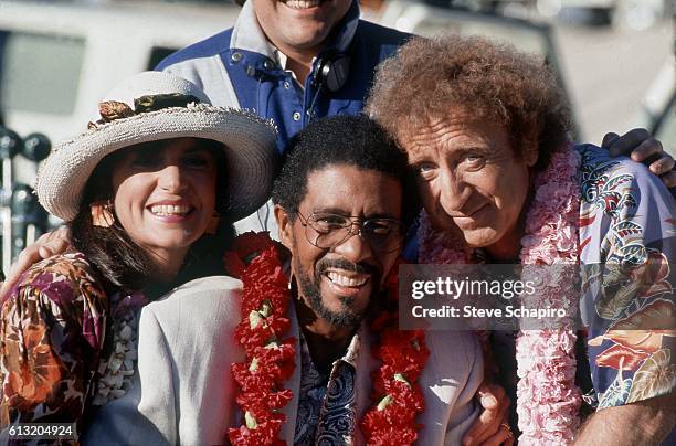 Actors Mercedes Ruehl, Richard Pryor and Gene Wilder pose for a portrait on the set of the movie "Another You" which was released in 1991.