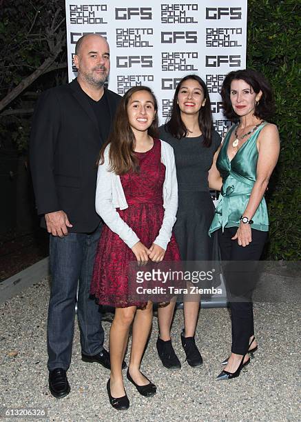 Founder and president of the Ghetto Film School Joe Hall, Jessica Munoz, Leslie Torres and Katherine Oliver attend a benefit hosted by Brian Grazer...