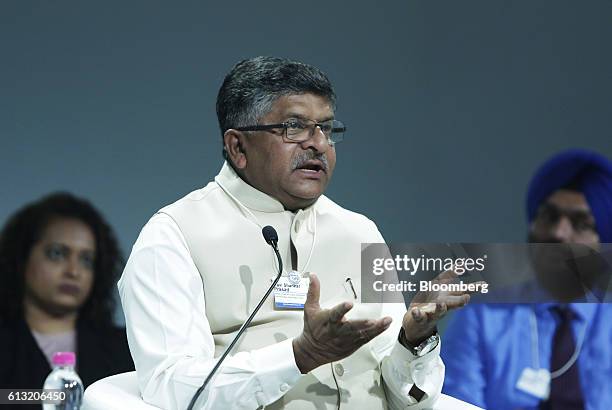 Ravi Shankar Prasad, India's minister of Electronics and Information Technology, speaks at the World Economic Forum India Economic Summit in New...