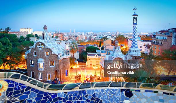 park güell in barcelona - park guell stock pictures, royalty-free photos & images