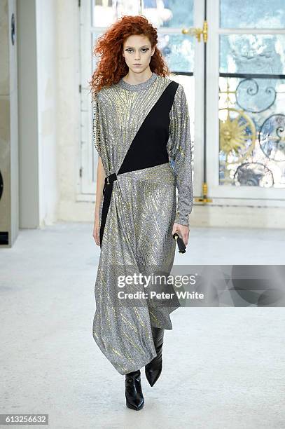 Model Natalie Westling walks the runway during the Louis Vuitton show as part of the Paris Fashion Week Womenswear Spring/Summer 2017 on October 5,...