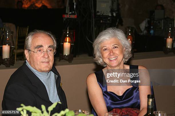 Portrait of French composer Michel Legrand and harpist Catherine Michel as they attend the annual meeting of the Bar Ilan University Board of...