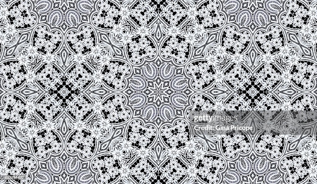 Lace with floral patterns.