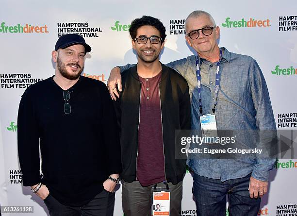 Actor Suraj Sharma , filmmaker Jordan Roberts , and a guest attend the Burn Your Maps Screening during The Hamptons International Film Festival 2016...