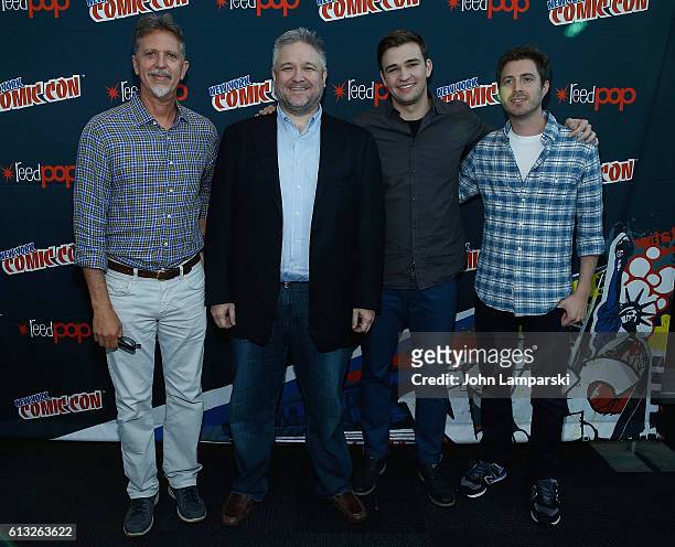 Tim Kring, David Eick, Burkely Duffield and Adam Nussdorf attend the Freedom's Beyond press conference during the 2016 New York Comic Con - day 2 on...