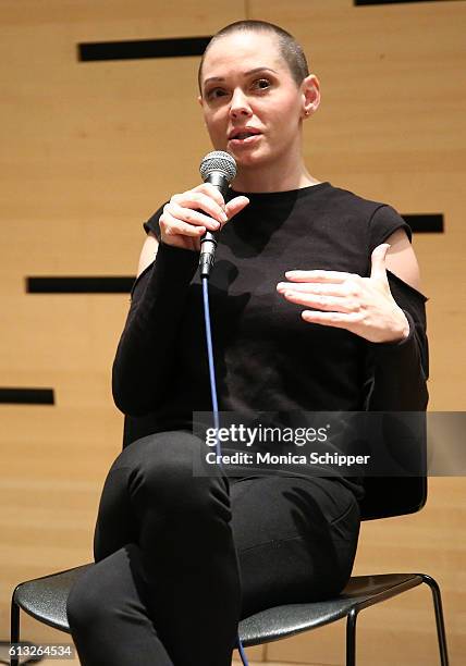 Actress and filmmaker Rose McGowan speaks at 54th New York Film Festival - NYFF Live I Am Indie at Film Center Amphitheater in Lincoln Center on...