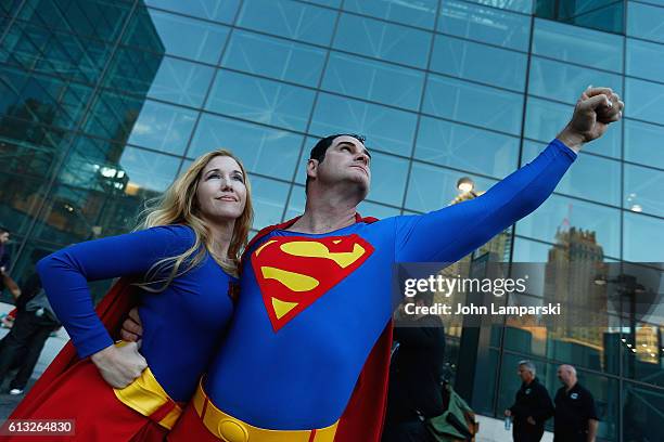 Cosplayers Supergirl and Superman attend the 2016 New York Comic Con - day 2 on October 7, 2016 in New York City.