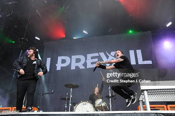 Eric Vanlerberghe and Brian Burkheiser of I Prevail performs at Champions Park on October 1, 2016 in Louisville, Kentucky.