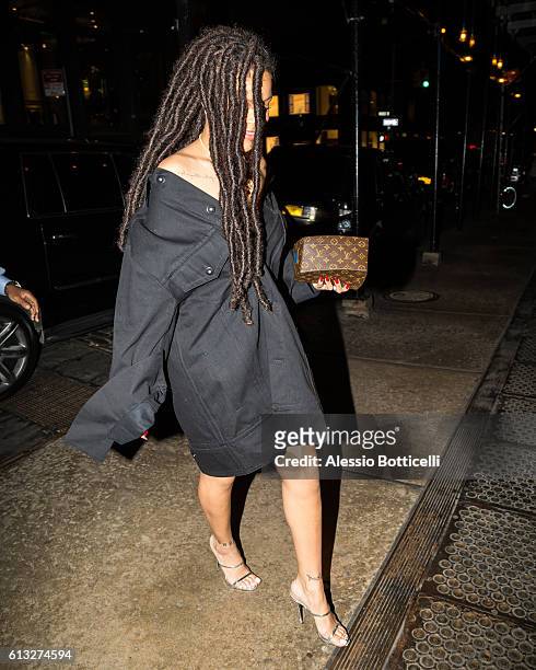 Rihanna is seen heading to Paint Box nail salon in SoHo on October 7, 2016 in New York, New York.