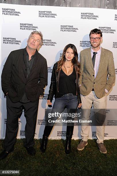 Alec Baldwin, Hilaria Baldwin and David Nugent attend the Filmmaker Party during the Hamptons International Film Festival 2016 at Mulford Farms on...