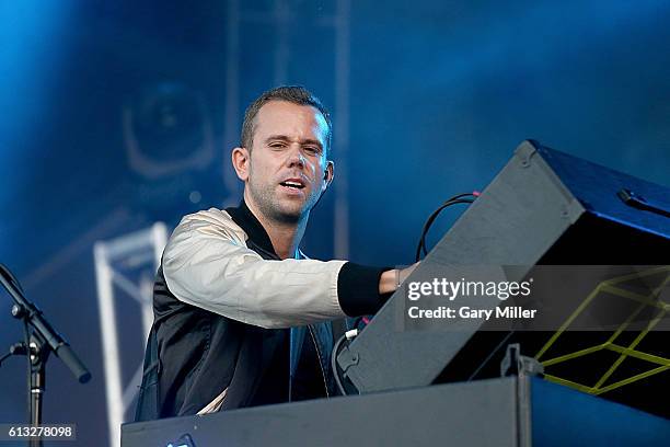 October 07: Anthony Gonzalez of M83 performs in concert during the Austin City Limits Music Festival at Zilker Park on October 7, 2016 in Austin,...