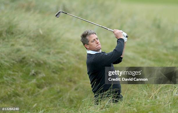 Hugh Grant the British film actor on the 17th hole during the second round of the Alfred Dunhill Links Championship on the Golf Links course,...