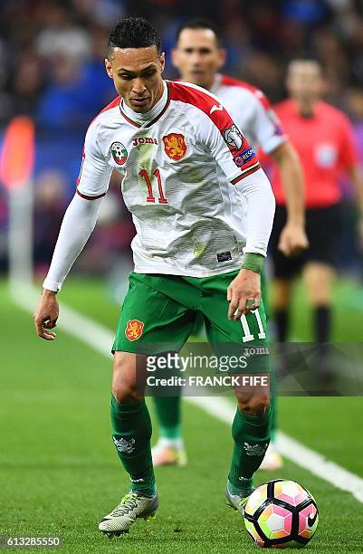 Bulgaria's midfielder Marcelo Nascimento da CostaMarcelinho controls the ball during the FIFA World Cup 2018 qualifying football match France versus...
