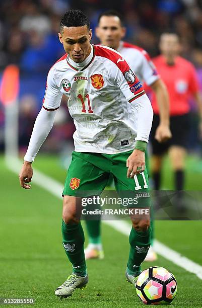 Bulgaria's midfielder Marcelo Nascimento da CostaMarcelinho controls the ball during the FIFA World Cup 2018 qualifying football match France versus...