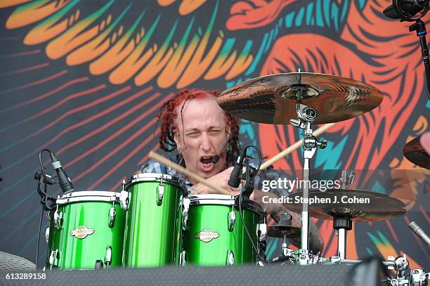 Morgan Rose of Sevendust performs at Champions Park on October 2, 2016 in Louisville, Kentucky.