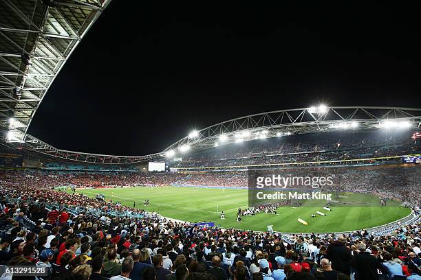 General view during the round one A-League match between the Western Sydney Wanderers and Sydney FC at ANZ Stadium on October 8, 2016 in Sydney,...
