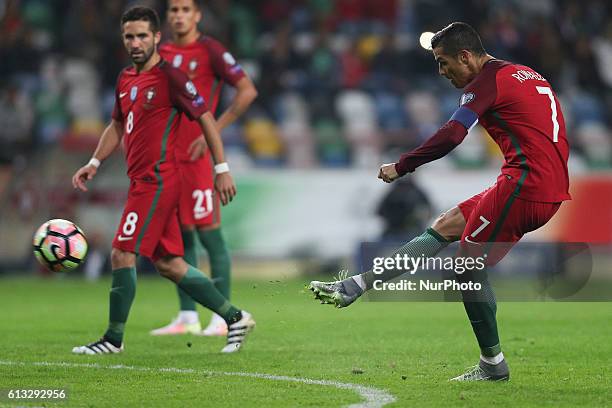 Cristiano Ronaldo of Portugal in action during the 2018 FIFA World Cup Qualifiers matches between Portugal and Andorra in Municipal de Aveiro Stadium...