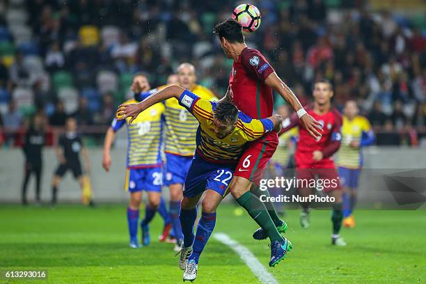 Andorras midfielder Victor Rodriguez and Portugals defender Jose Fonte during the 2018 FIFA World Cup Qualifiers matches between Portugal and Andorra...