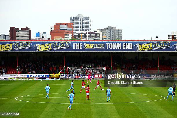 General view of the action during the Sky Bet League One match between Swindon Town and Bolton Wanderers at County Ground on October 8, 2016 in...