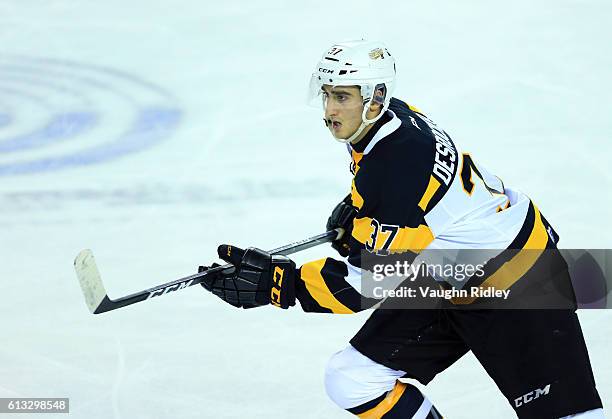 Stephen Desrocher of the Kingston Frontenacs skates during an OHL game against the Niagara IceDogs at the Meridian Centre on September 30, 2016 in St...