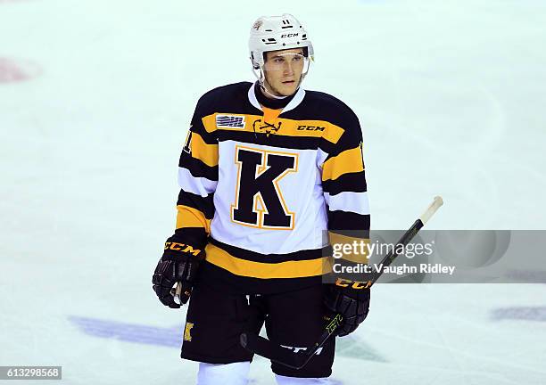 Zack Dorval of the Kingston Frontenacs skates during an OHL game against the Niagara IceDogs at the Meridian Centre on September 30, 2016 in St...