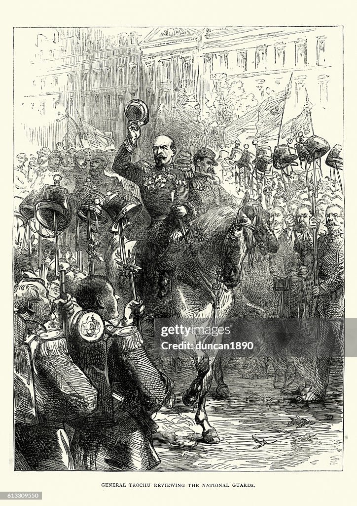 Franco-Prussian War General Trochu reviewing the National Guards