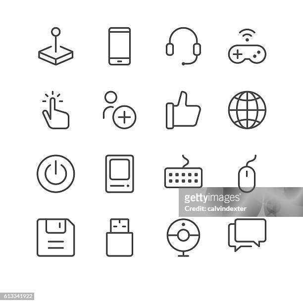 electronic sports and video games icons set 1 - play off stock illustrations