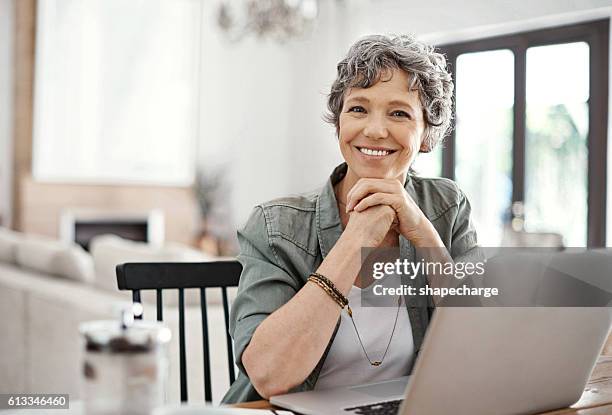 enjoying a little free time - using laptop at home happy copy space stock pictures, royalty-free photos & images