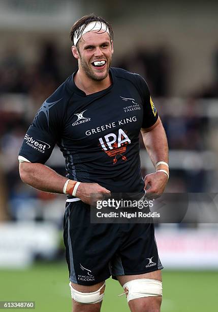 Will Welch of Newcastle Falcons during the Aviva Premiership match between Newcastle Falcons and Bristol Rugby at Kingston Park on October 8, 2016 in...