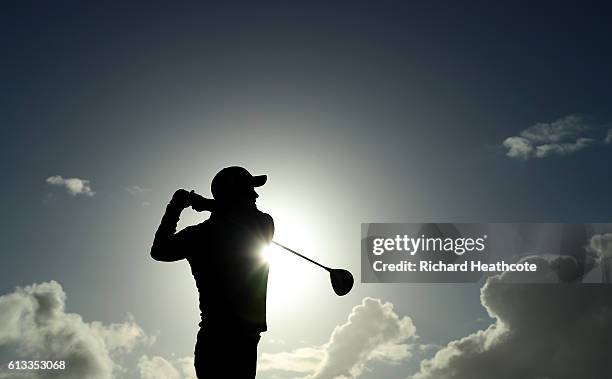 Brian McFadden drives off the 17th tee during the third round of the Alfred Dunhill Links Championship on the Golf Links course, Kingsbarns on...
