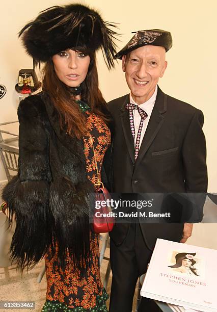 Grace Woodward and Stephen Jones attend as Stephen Jones signs copies of his book "Stephen Jones: Souvenirs" at Dover Street Market on October 8,...