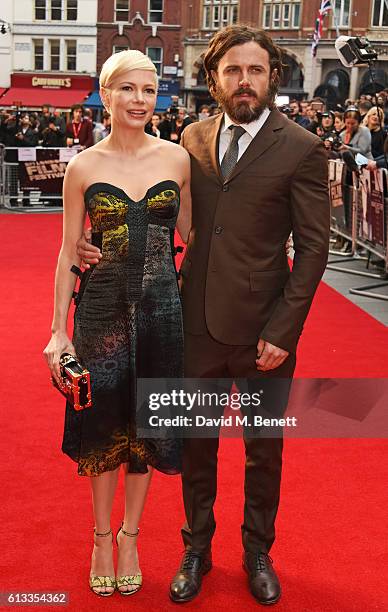 Michelle Williams and Casey Affleck attend the 'Manchester By The Sea' International Premiere screening during the 60th BFI London Film Festival at...