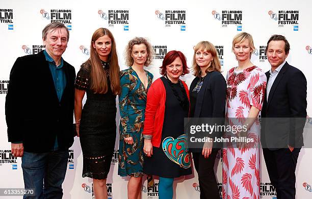 Editor of Sight & Sound Nick James, Janine Jackowski, Lucy Russell, Clare Stewart, Maren Ade, Sandra Huller and Trystan Putter attend the 'Toni...