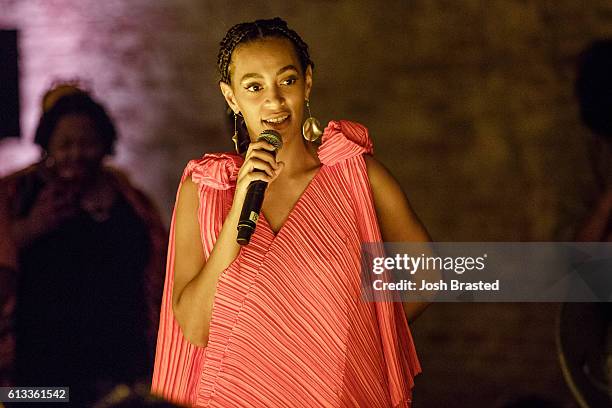 Solange Knowles attends "A Seat At The Table", a listening event for Solange's new album at Saint Heron House on October 7, 2016 in New Orleans,...