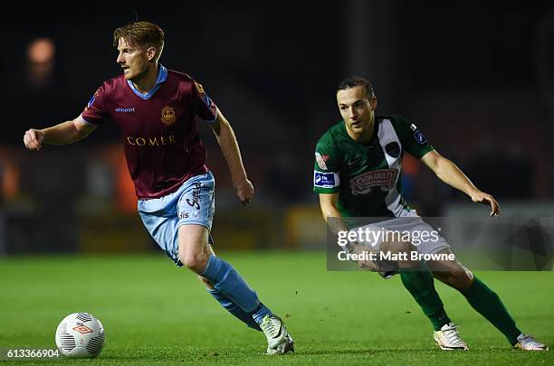 Galway , Ireland - 8 October 2016; Paul Sinnott of Galway United in action against Karl Sheppard of Cork City during the SSE Airtricity League...