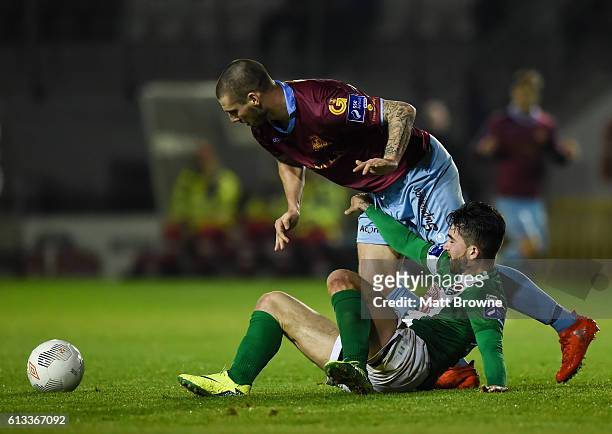 Galway , Ireland - 8 October 2016; Stephen Folan of Galway United in action against Sean Maguire of Cork City during the SSE Airtricity League...