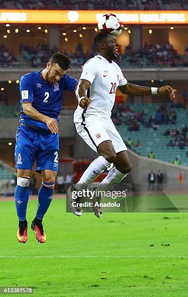 Gara Garayev of Azerbaijan in action against Adama Diomande of Norway during the UEFA 2018 World Cup Qualifying match between Azerbaijan and Norway...