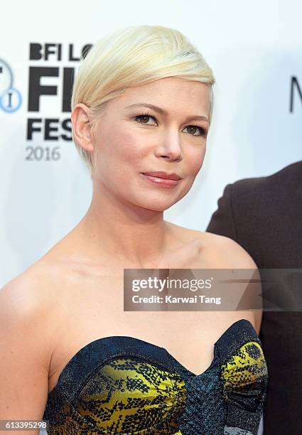 Michelle Williams attends the 'Manchester By The Sea' International Premiere screening during the 60th BFI London Film Festival at Odeon Leicester...