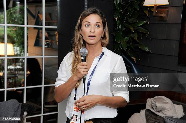Nicole Delma speaks at the Land, Air and Sea Reception during the Hamptons International Film Festival 2016 at c/o The Maidstone on October 8, 2016...